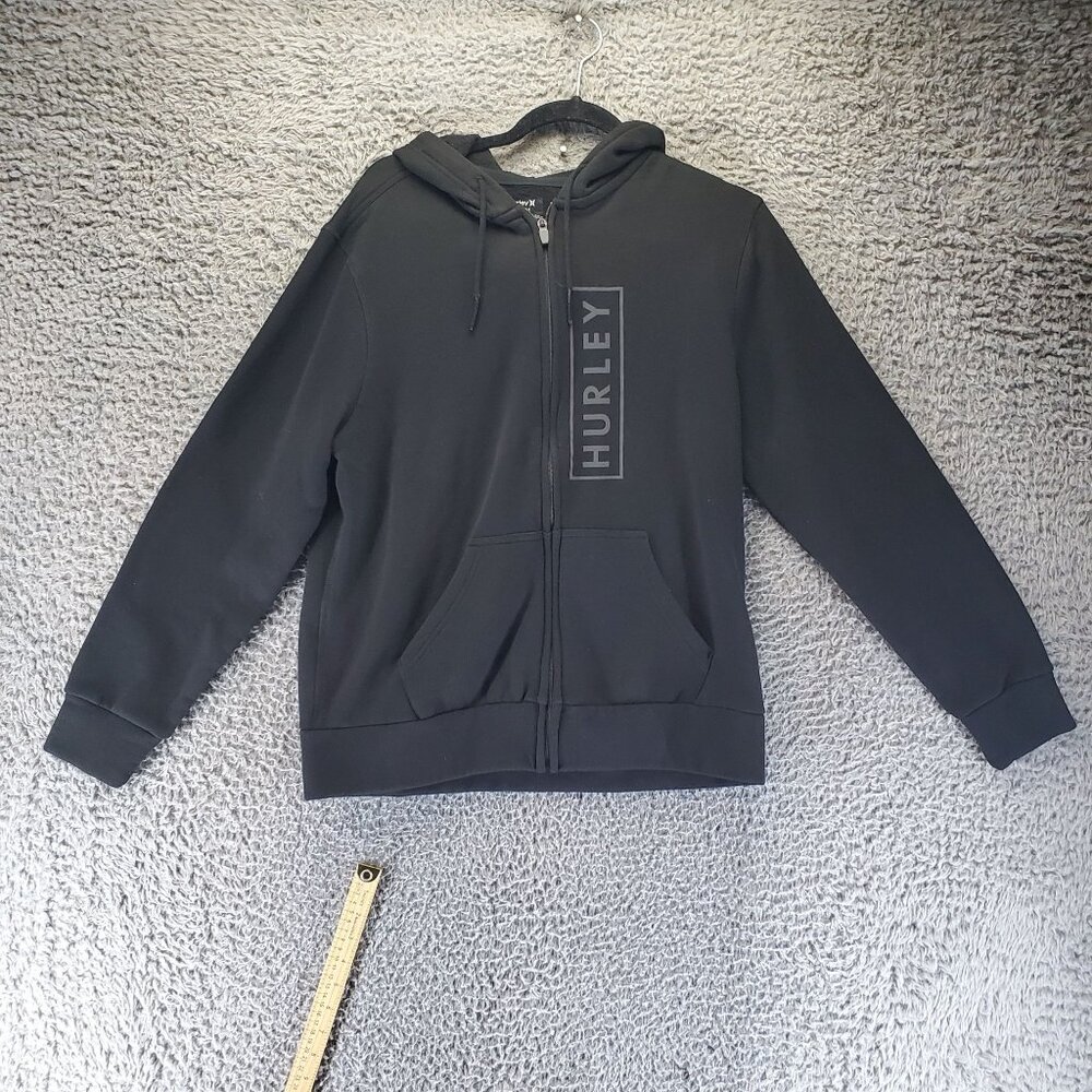 Hurley Shirt Mens Medium Black Full Zip Kangaroo Pocket Hoodie